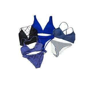Bundle lot of 3 -  Swim suit bikinis Blue and black Size Medium